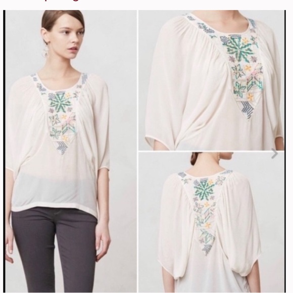 ANTHROPOLOGIE NWT Tanvi Kedia Kashida Dolman Blouse - Picture 2 of 3